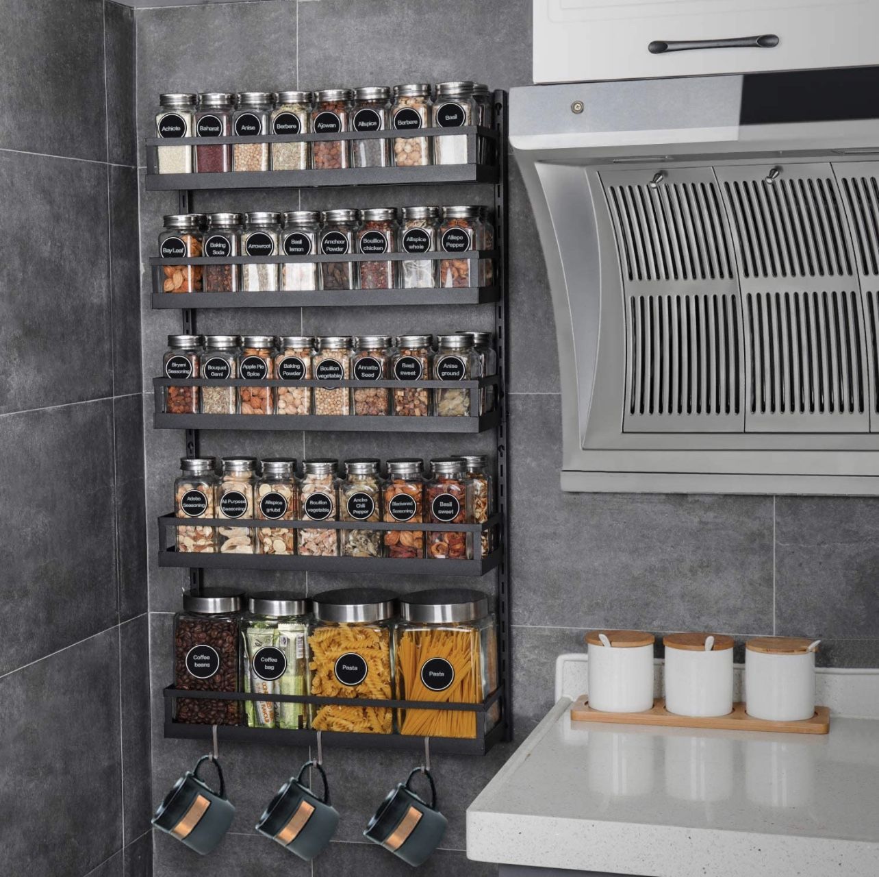 Brand New Wall Mount Spice Rack Organizer Tier Height Adjustable