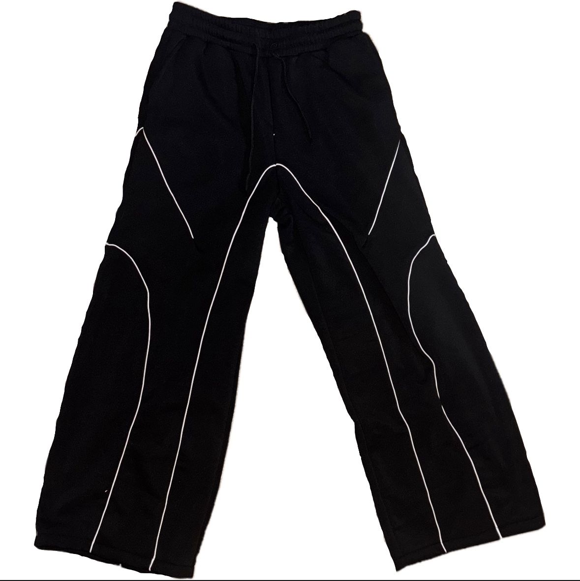 Black Track Pants Joggers with White Piping | Streetwear Casual Sweatpants