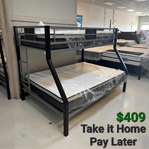 Dinsmore Black/Gray Twin over Full Bunk Bed