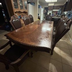 8 People Gorgeous Wooden Adjustable Dining Table 