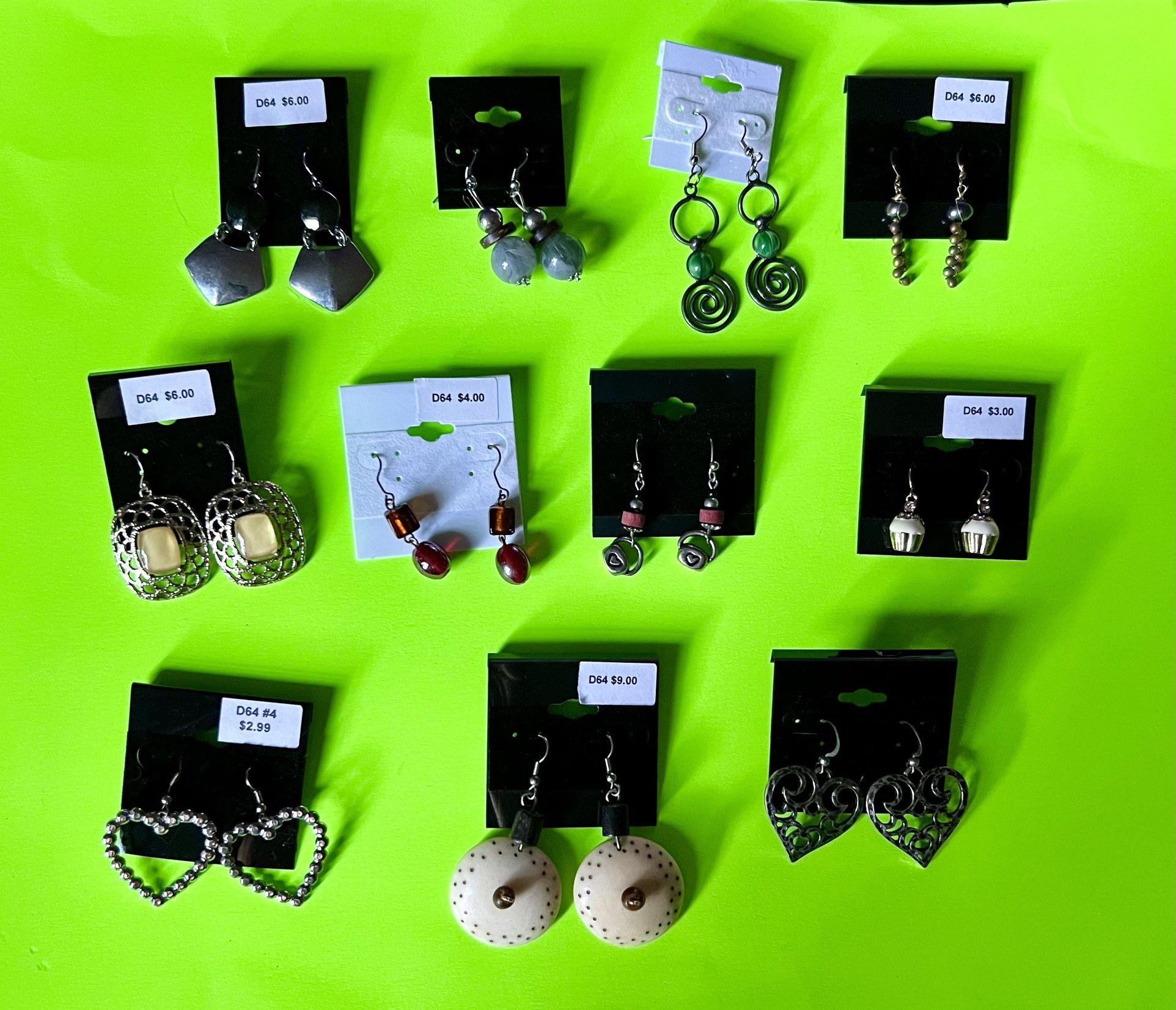 Set Of 11 Costume Dangling Earings