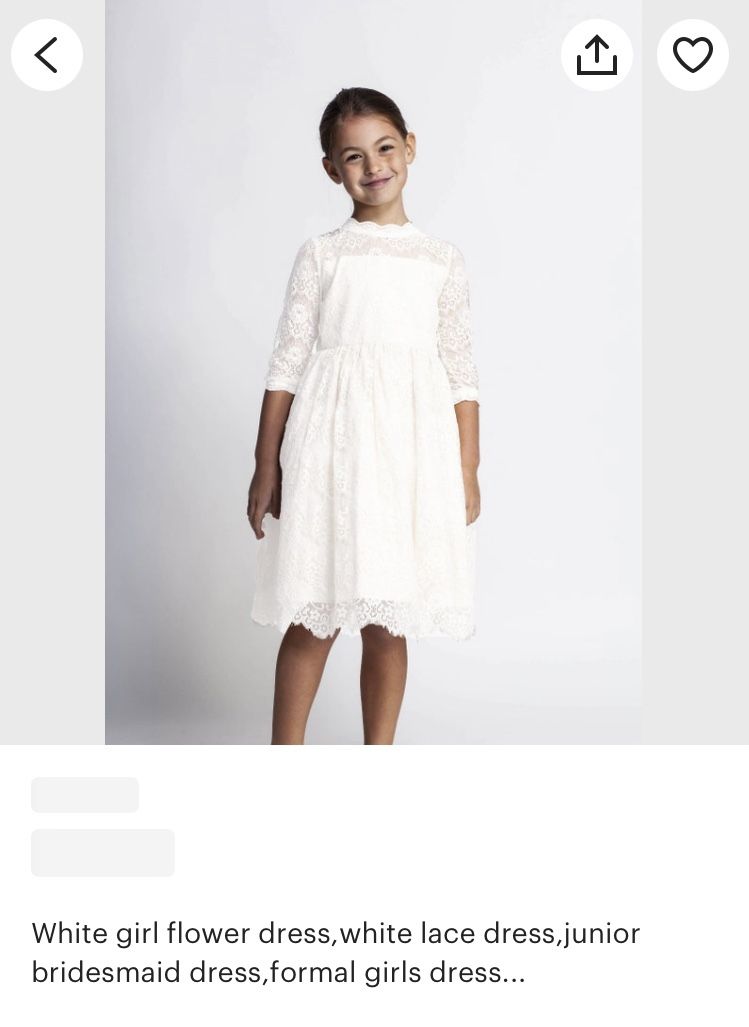 Girl’s White Lace Dress Gown • Size 14/16 • Bridesmaid, Flower Girl, Easter, Or Baptism Communion