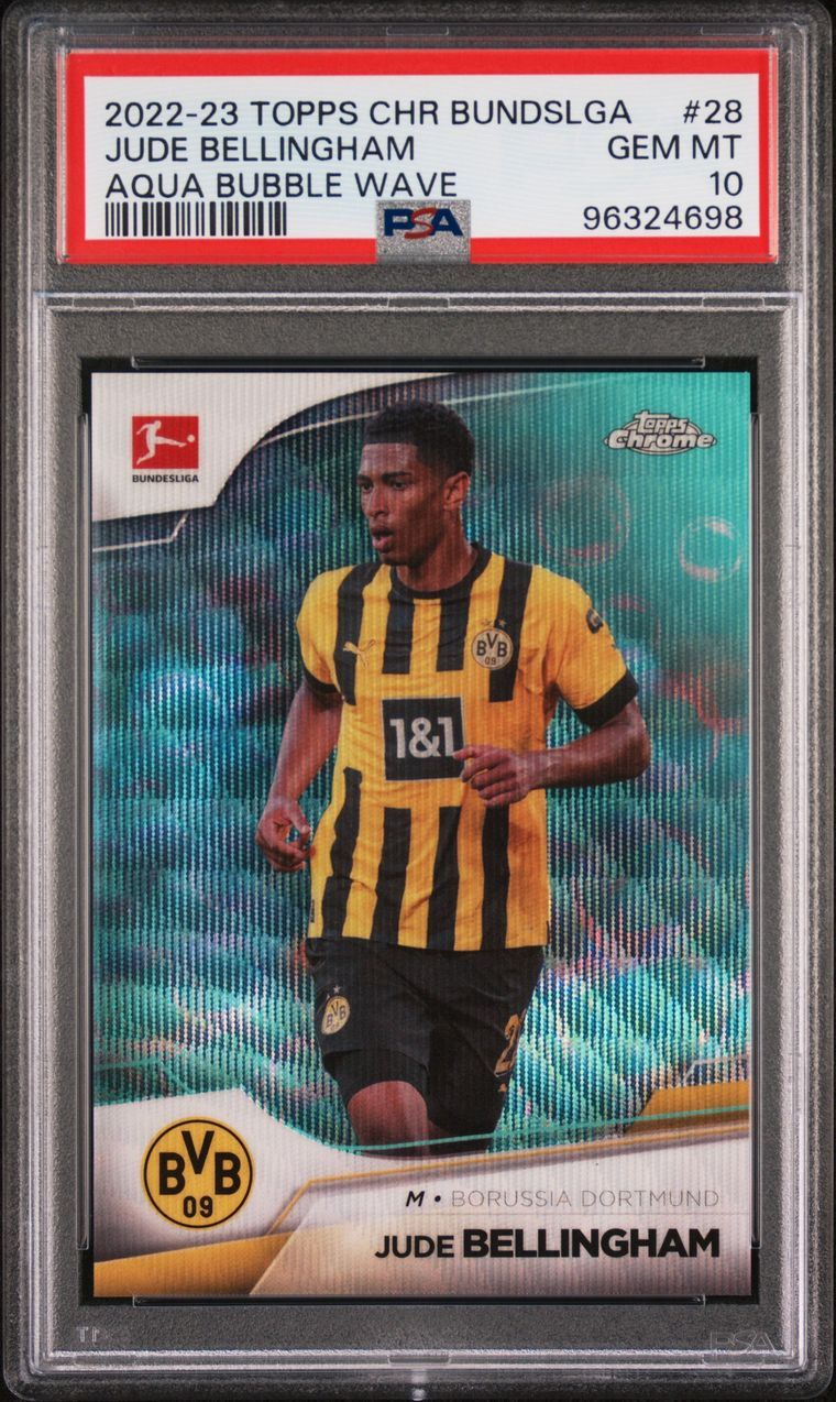 2022 Topps Bundslga Jude Bellingham Aqua Bubble Wave #28 PSA 10