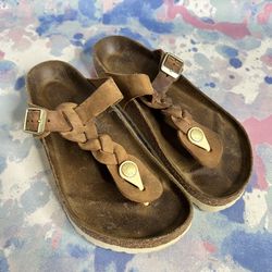 Birkenstock Gizeh Braided Oiled Leather Sandals Women’s Size 6