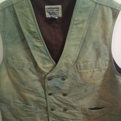 Frontier Classics Mens Green  Double Breasted Vest Shawl Collar Western Size Xl