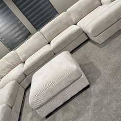 Extra Large Ivory Modular Sectional 7 Piece Set Extra Plush Corduroy Fabric Brand New In Box Firm Price $1,380