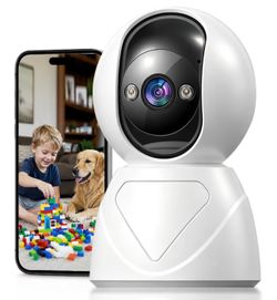 Indoor Security Camera, 5GHz 3MP Baby Monitor Camera for Baby & Pet Monitoring, 355° Pan Tilt, Smart Motion Tracking, 3X Zoom, Color Night Vision, Two