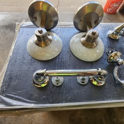 Hardware For Bathroom Chrome Finish 2 Pendants Lights 7” Diameter 