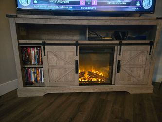 TV Stand with storage and fireplace