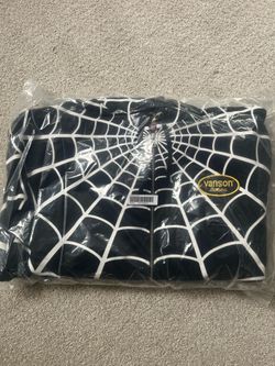 Supreme Vanson Leathers Spiderman Zip Up Hooded Sweatshirt Black Size L Large