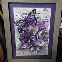 Butterfly Matted & Framed diamond dot