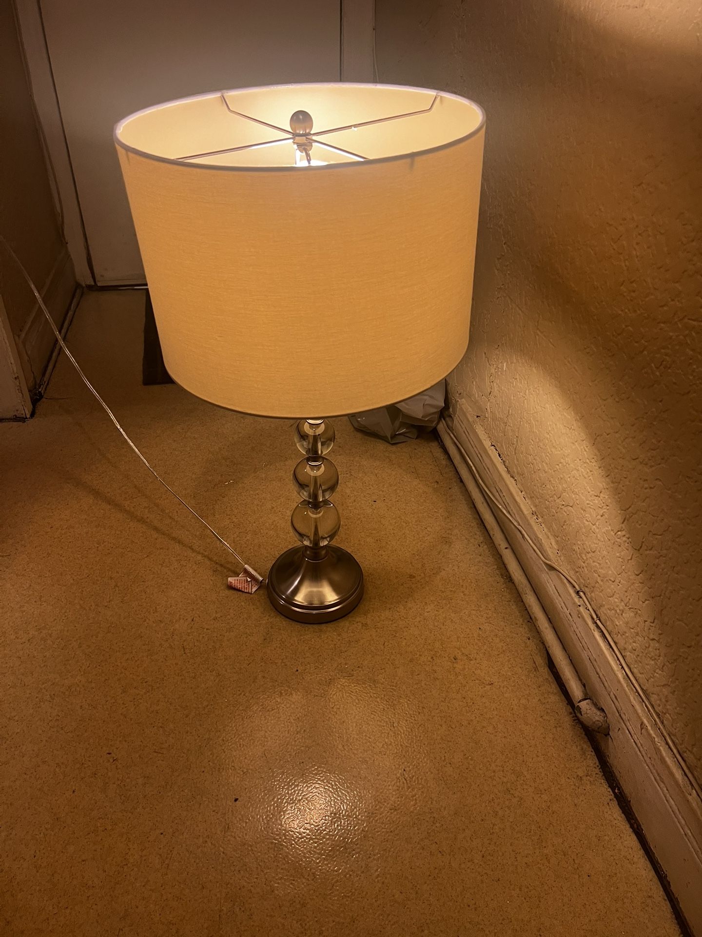 Keeva Modern Crystal Ball/ Cream Shade Table Lamp 