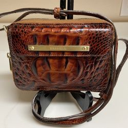 Brahmin Brown Jules Croc Embossed Crossbody Bag