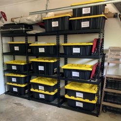 Husky 4-Shelf Metal Heavy-Duty Adjustable Garage Storage Shelving Unit in Black