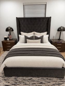 Restoration Hardware Tufted Velvet Queen Bed