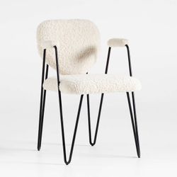 4 Crate and Barrel Apres Shearling Dining Armchairs