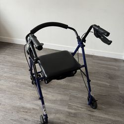 Drive 4-Wheel Rollator - Aluminum Frame, Adjustable Height, 22 Inch Base Width, 300 pound Weight Capacity, Blue