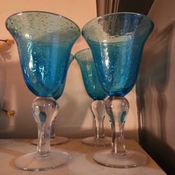 Crystal Wine Glasses - Blue (set of 4)