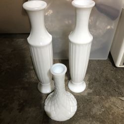 3 Milk Glass Vases