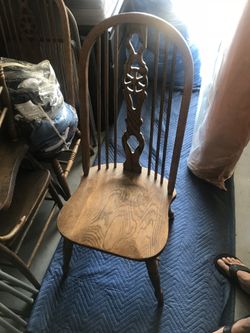 Antique oak dining chairs.