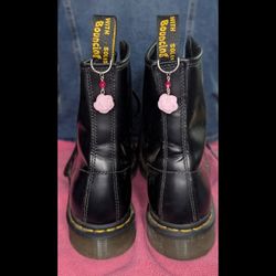 Handmade Flocked Pink Rose Doc Marten Charms