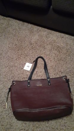 Nwt Maroon Leather Calvin Klein Tote