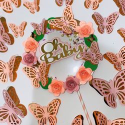 Floral & Butterfly Cake Topper