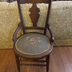 Antique Chair Needle Point Seat 