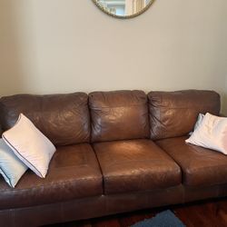 Brown Leather Sofa - Comfortable & Classic