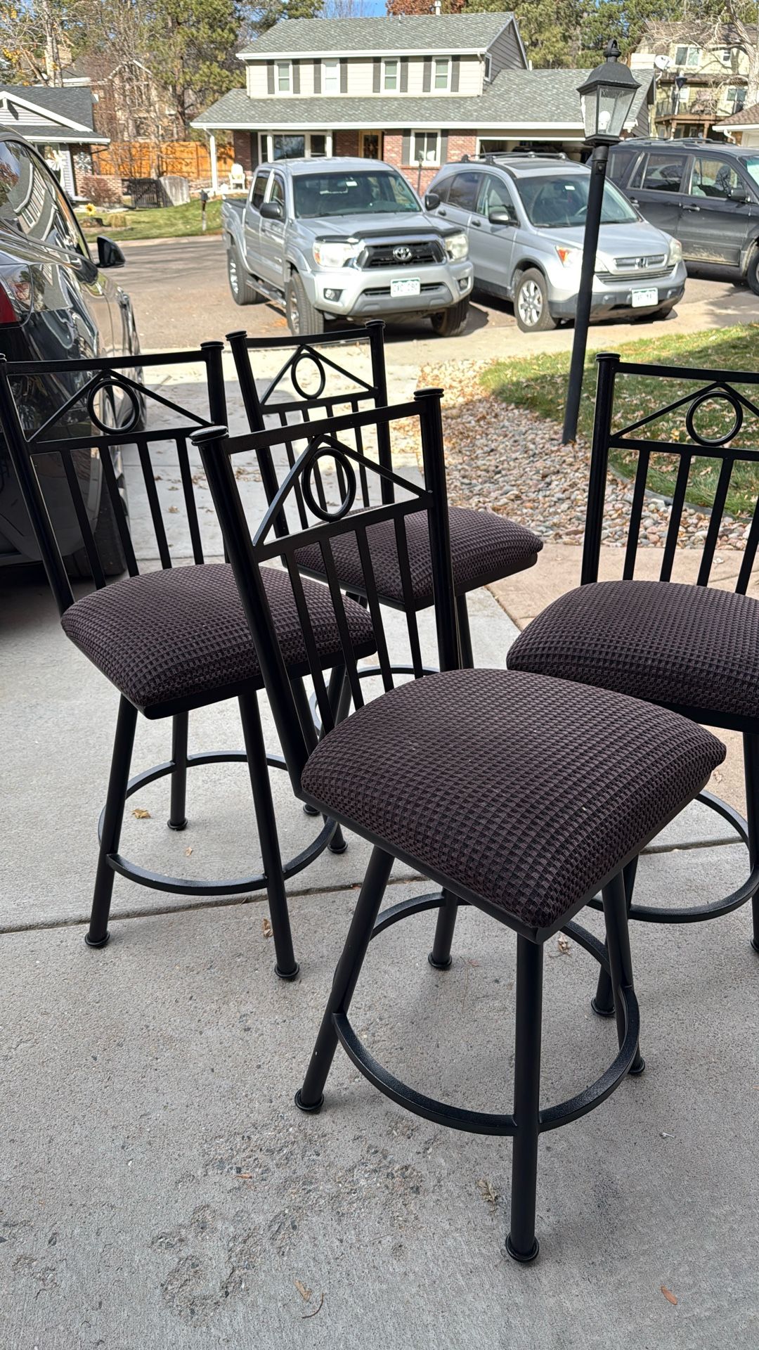Swivel Metal Bar Stools – Set of 4
