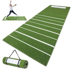 GoSports Softball Pitching Mat with Stride Guide System - Indoor Outdoor Antislip Rubber Backing  Size 8 x 3 feet Material Foam, PE Color Green Sport 