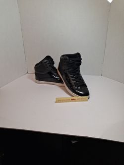 Black Patent Leather High-Top Sneakers