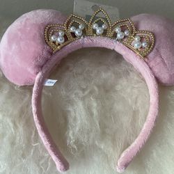 Disney plush Pearl Minnie Princess Crown Ears headband