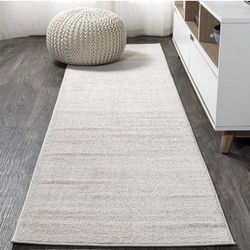 Solid Low-Pile Ivory Runner Rug 2x10, Coastal,Bohemian,Minimalist,Classic, Easy-Cleaning for Living Room,Bedroom,Kitchen,