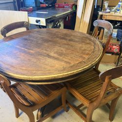 Real Wood Large Round Table & Chairs