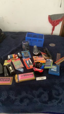 School Supplies ✏️ 🖊️ tape dispenser/ pens 🖊️ stapler and scientific calculator