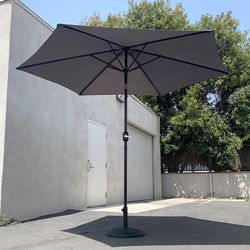 (New) $70 Outdoor Patio 10 FT Umbrella and 30lbs Base Stand Set, Beige/Red