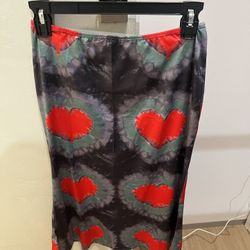 Stylish Heart Patterned Skirt - Red and Blue