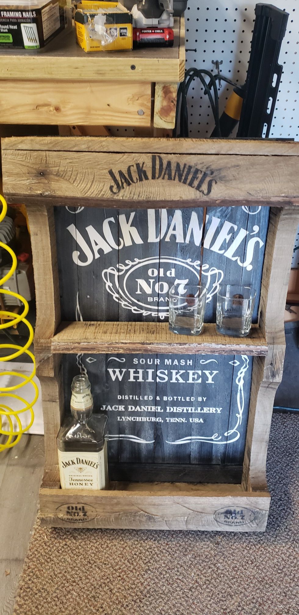 Oak Jack daniels display shelf