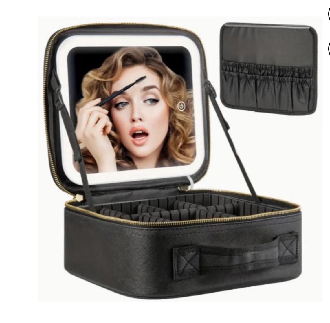 Travel LED Light Cosmetic Mirror Case Bag BNEW