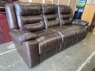 Dark Faux Leather 3-Seat Manual Recliner Sofa