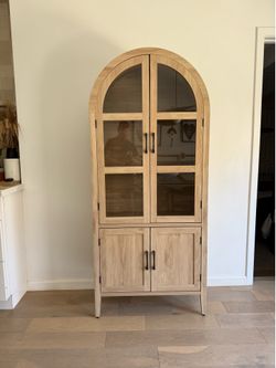 Glass Door China Cabinet Kitchen Pantry  Bookshelf Armoire