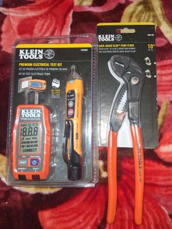 Klein Tools -  Quick-Adjust Klaw Pump Pliers 10" & Premium Electrical Test Kit