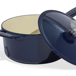 Made In Cookware - 2 Quart Enameled Cast Iron Saucepan with Lid - Harbour Blue - Hand-Enameled Cast Iron - Professional Cookware - Crafted in France -