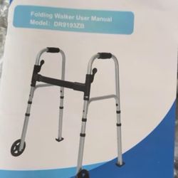 Compact Folding Walker with Trigger Release , Front Wheels Support Up to 350lbs, W-74