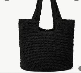 Black Straw Purse New 