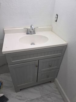 Light Gray Vanity w/sink & faucet