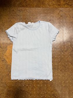 Gap kids Light Blue Ribbed Lettuce Hem T-Shirt
