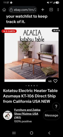 Azumaya Oak Kotatsu Japanese Electric Heater Table Coffee Table