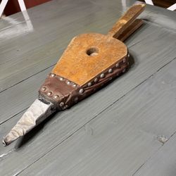 Vintage Fireplace Bellows – Wood & Leather w/ Metal Nozzle, Rustic Hearth Décor
